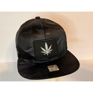 Metallic Marijuana MJ Cannabis Leaf Patch Camo Snapback